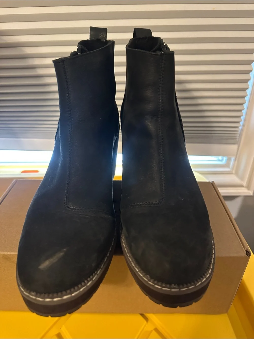 Toms Black Nubuck Wedge Ankle Booties